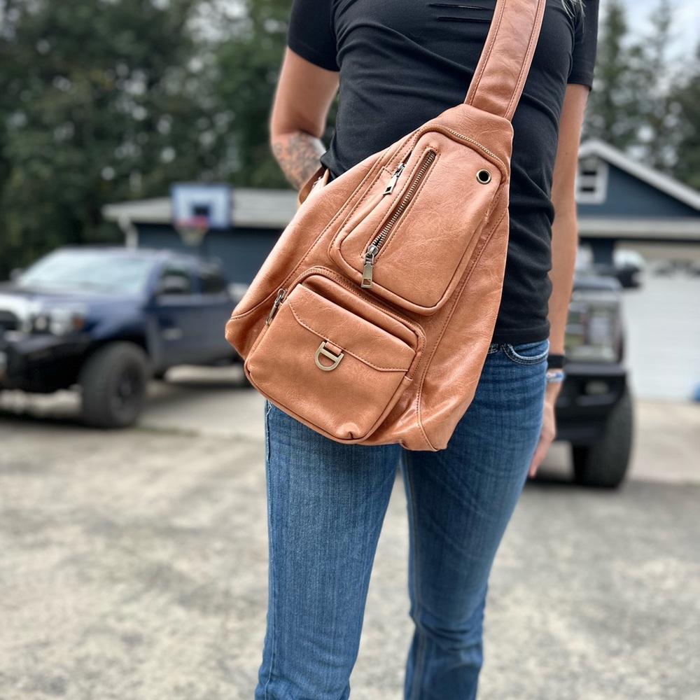 Tan Sling Bag for Men